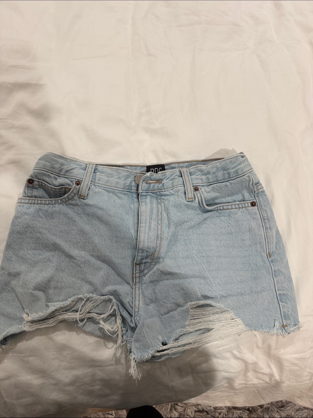 BDG Light Wash Distressed Denim Shorts